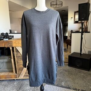 New ! Solutions Long Dark Gray Sweatshirt/Dress with Ruffle Detail